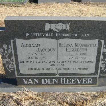 HEEVER Adriaan Jacobus, van den 1914-1989 &amp; Helena Magrietha Elizabeth 1910-1991