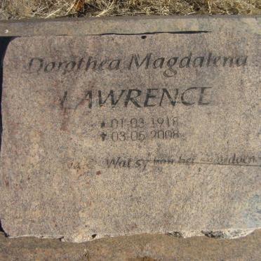 LAWRENCE Dorothea Magdalena 1918-2008