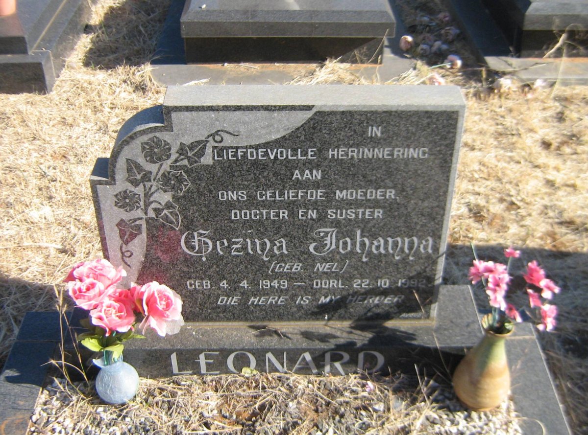 LEONARD Gezina Johanna nee NEL 1949 -1992