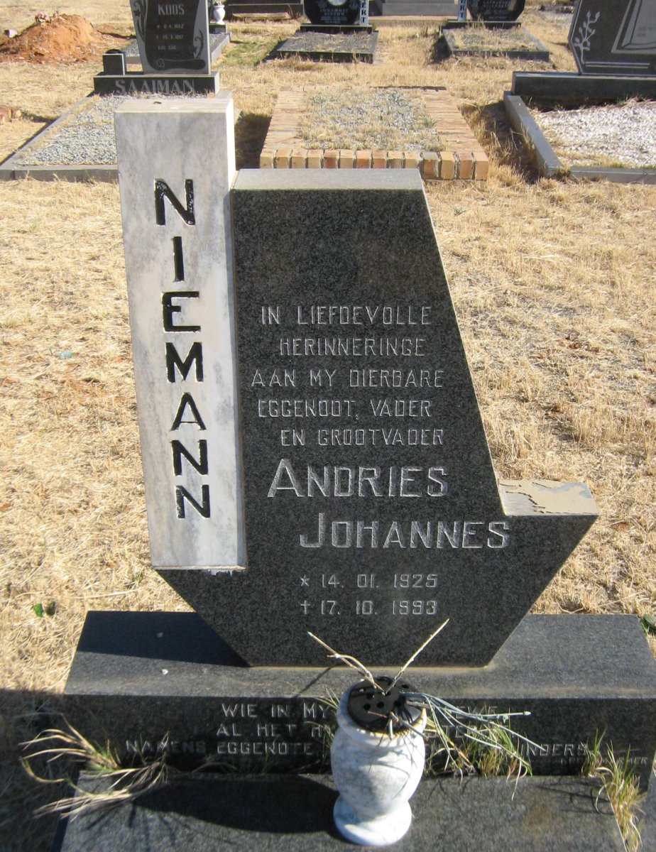 NIEMANN Andries Johannes 1925-1993