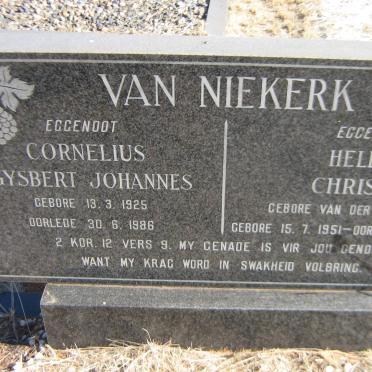 NIEKERK Cornelius Gysbert Johannes, van 1925-1986 &amp; Helena Christina VAN DER WESTHUIZEN 1951-