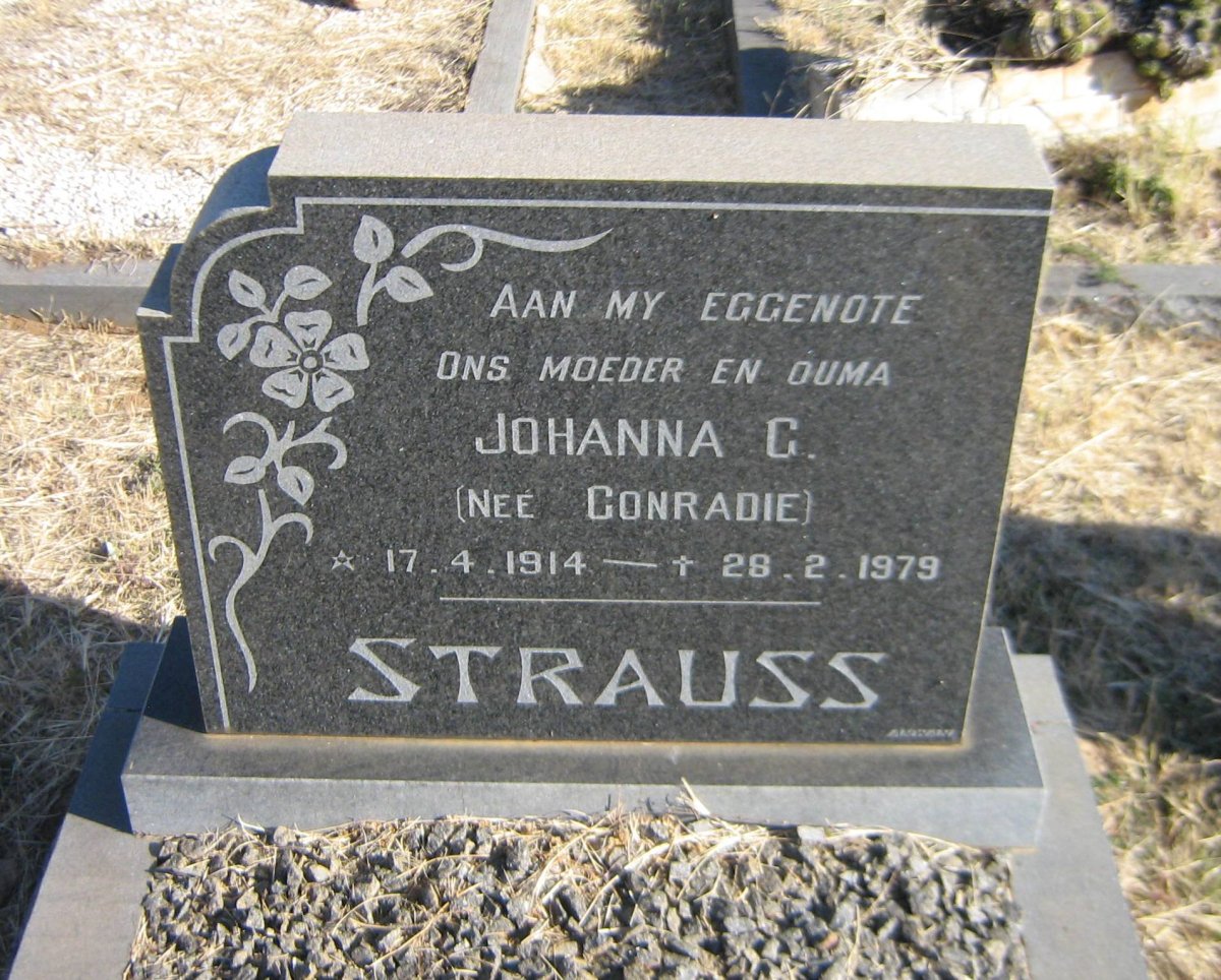 STRAUSS Johanna G. nee CONRADIE 1914-1979