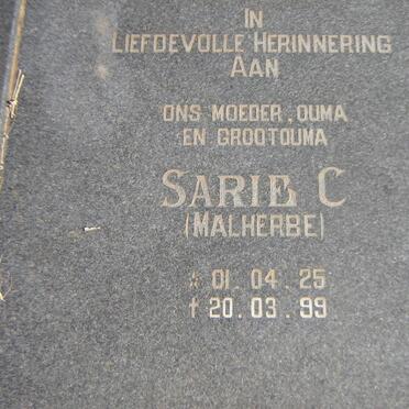 WYK Sarie C., van nee MALHERBE 1925-1999