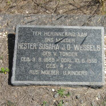 WESSELS Hester Susara J.D. nee VAN TONDER 1869-1958