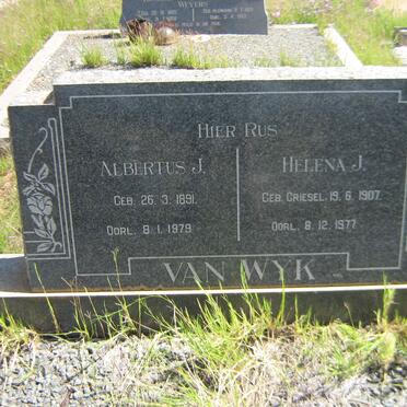 WYK Albertus J., van 1891-1979 &amp; Helena J. GRIESEL 1907-1977