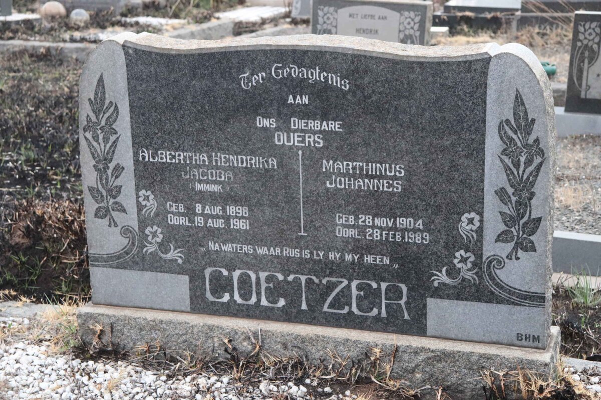 COETZER Marthinus Johannes 1904-1989 & Albertha Hendrika Jacoba 1898-1961