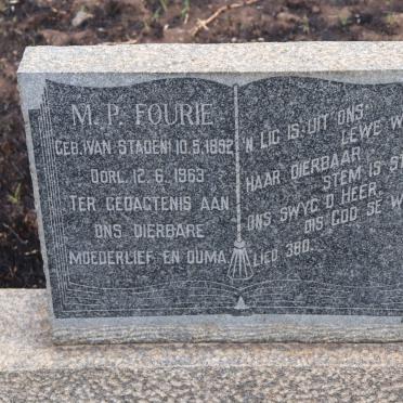 FOURIE M.P. nee VAN STADEN 1892-1963