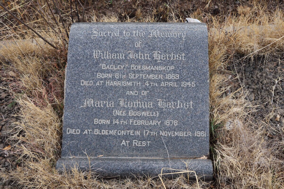 HERBST William John 1869-1945 &amp; Maria Levina BOSWELL 1878-196?
