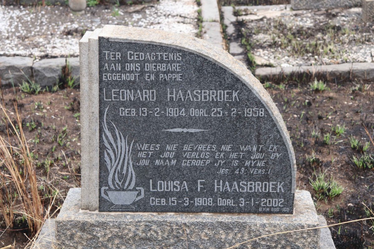 HAASBROEK Leonard 1904-1958 &amp; Louisa F. 1908-2002