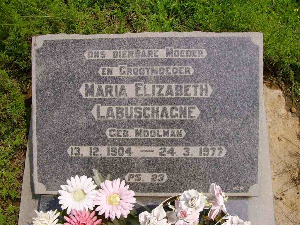 LABUSCHAGNE Maria Elizabeth nee MOOLMAN 1904-1977