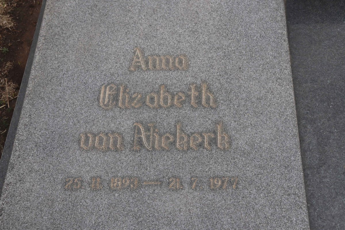 NIEKERK Anna Elizabeth, van 1893-1977