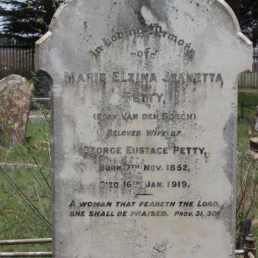 PETTY Marie Elzina Jeanetta nee VAN DEN BOSCH 1852-1919