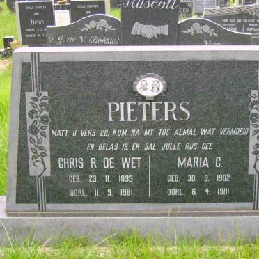 PIETERS Chris R. de Wet 1893-1981 &amp; Maria C. 1902-1981
