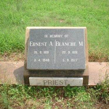 PRIEST Ernest A. 1891-1948 &amp; Blanche M. 1891-1977 
