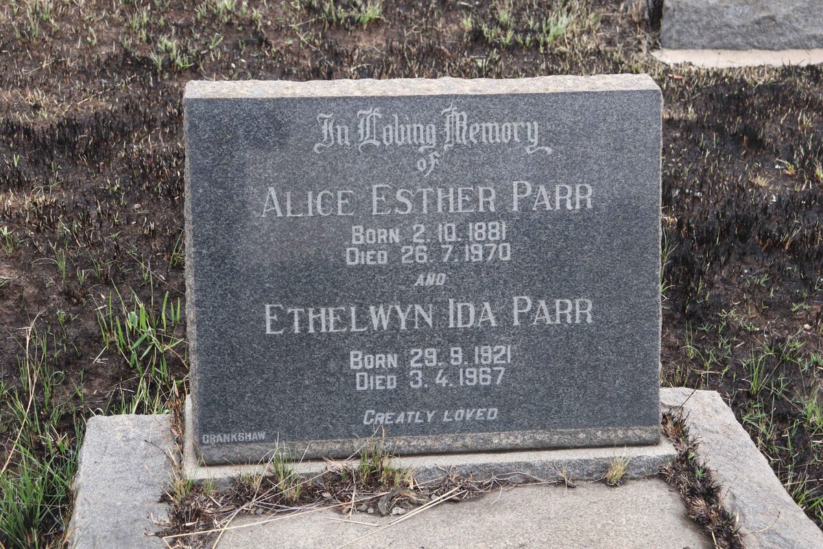 PARR Alice Esther 1881-1970 :: PARR Ethelwyn Ida 1921-1967