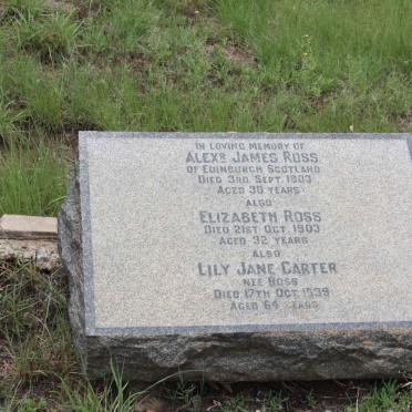 ROSS Alexr. James -1903 :: ROSS Elizabeth -1903 :: CARTER Lily Jane nee ROSS -1939