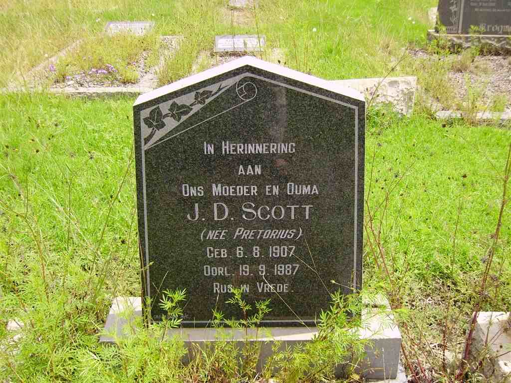 SCOTT J.D. nee PRETORIUS 1907-1987