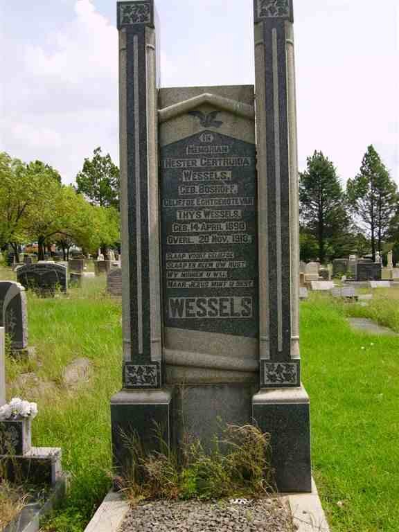 WESSELS Hester Gertruida nee BOSHOFF 1890-1918