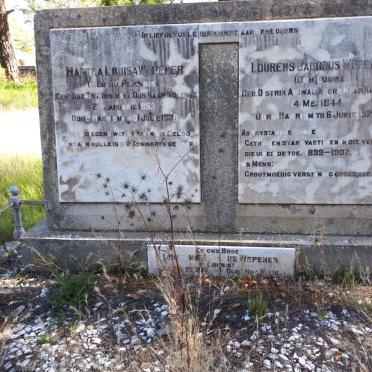 WEPENER Lourens Jacobus 1844-1923 &amp; Martha Louisa DU PLESSIS 1853-1930 :: WEPENER Lourens Jacobus 1874-1918