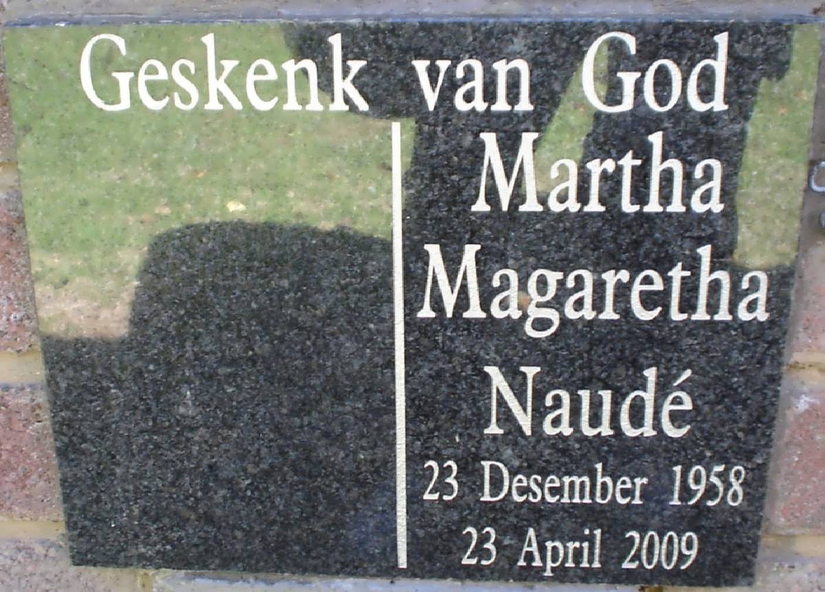 NAUDE Martha Magaretha 1958-2009
