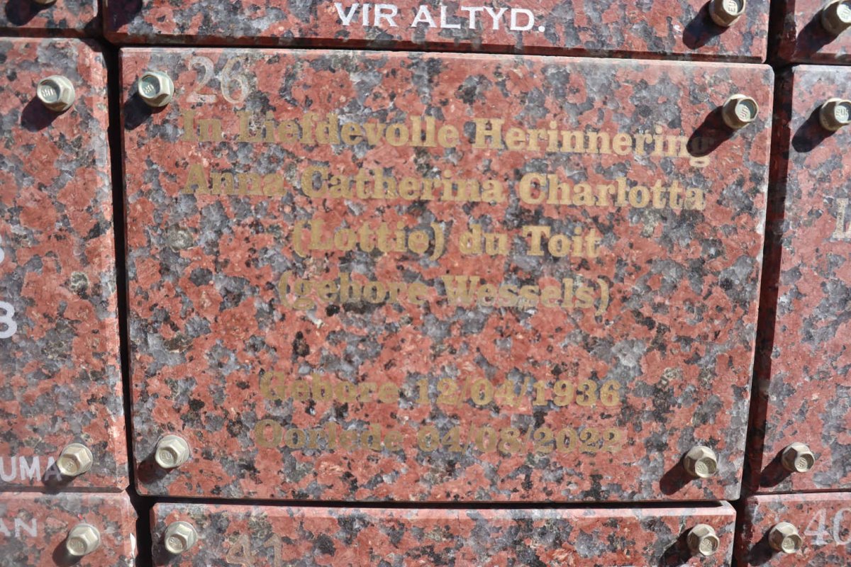 TOIT Anna Catherina Charlotta, du nee WESSELS 1936-2022