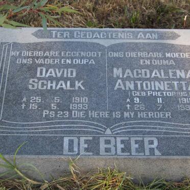 BEER David Schalk, de 1910-1993 &amp; Magdalena Antoinetta PRETORIUS 1911-1995