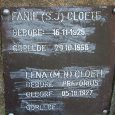 CLOETE S. J. 1925-1998 &amp; M.N. PRETORIUS 1927-
