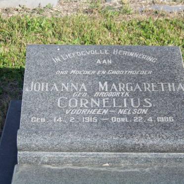 CORNELIUS Johanna Margaretha voorheen NELSON nee BROODRYK 1915-1986