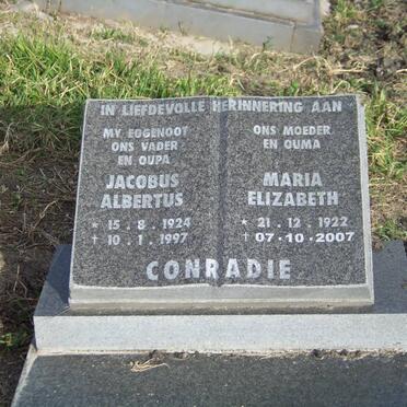 CONRADIE Jacobus Albertus 1924-1997 &amp; Maria Elizabeth 1922-2007