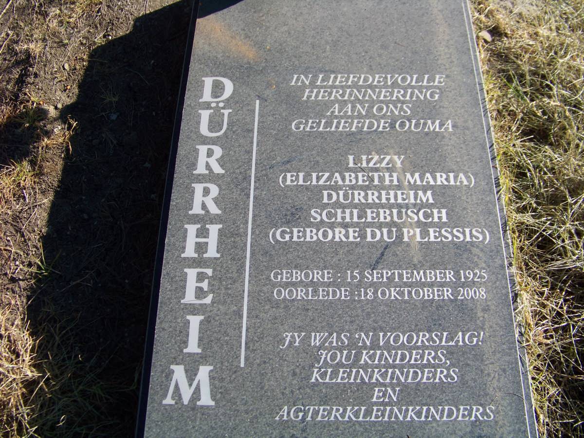 DURRHEIM Elizabeth Maria, SCHLEBUSCH nee DU PLESSIS 1925-2008