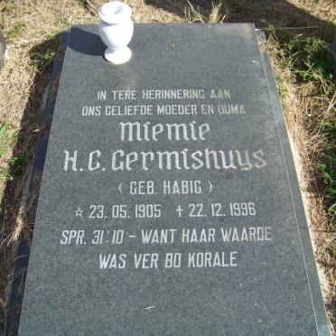 GERMISHUYS Miemie H.C. nee HABIG 1905-1996