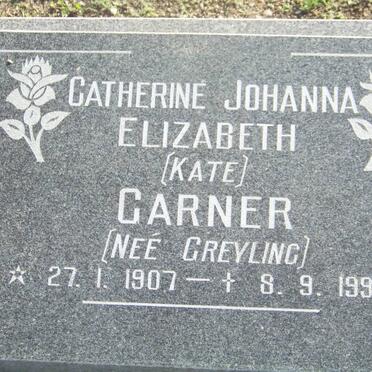 GARNER Catherine Johanna Elizabeth nee GREYLING 1907-1993