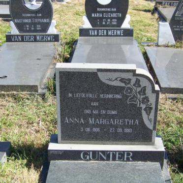 GUNTER Anna Margaretha 1905-1993