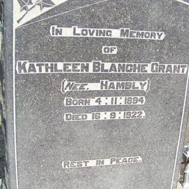 GRANT Kathleen Blanche nee HAMBLY 1894-1922