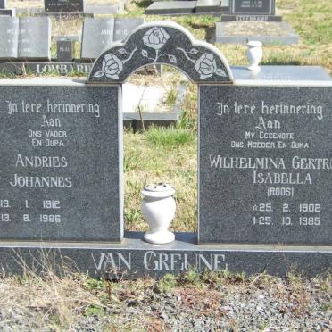 GREUNE Andries Johannes, van 1912-1986 &amp; Wilhelmina Gertruida Isabella ROOS 1902-1985