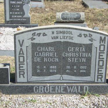 GROENEWALD Charl Gabriel De Kock 1889-1976 &amp; Gerta Christina Steyn 1902-1984