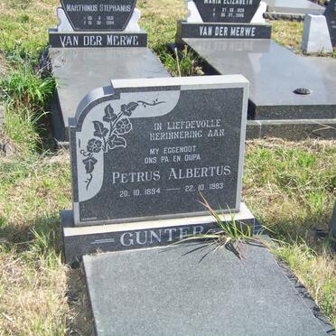 GUNTER Petrus Albertus 1894-1983