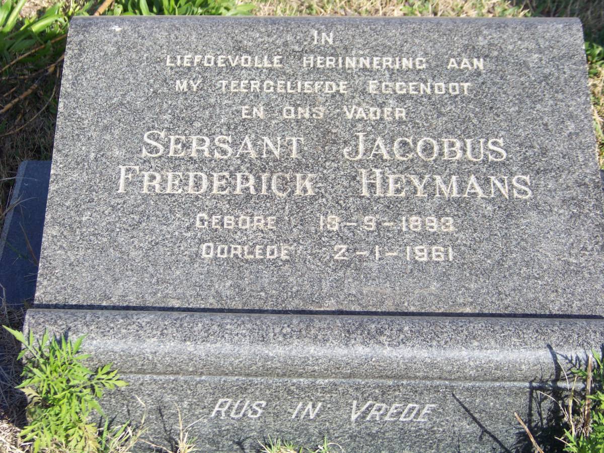 HEYMANS Jacobus Frederick 1893-1961