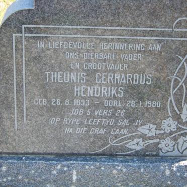 HENDRIKS Theunis Gerhardus 1893-1980