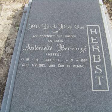 HERBST Antoinette Berrange 1919-1994