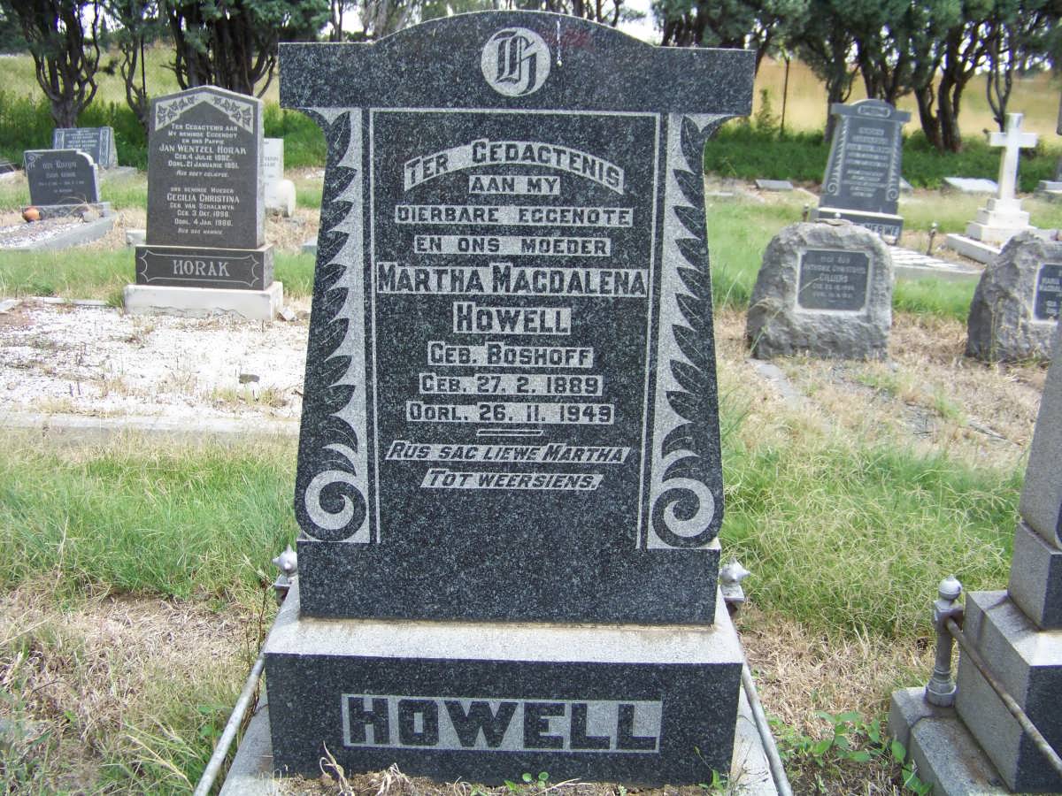 HOWELL Martha Magdalena nee BOSHOFF 1889-1949