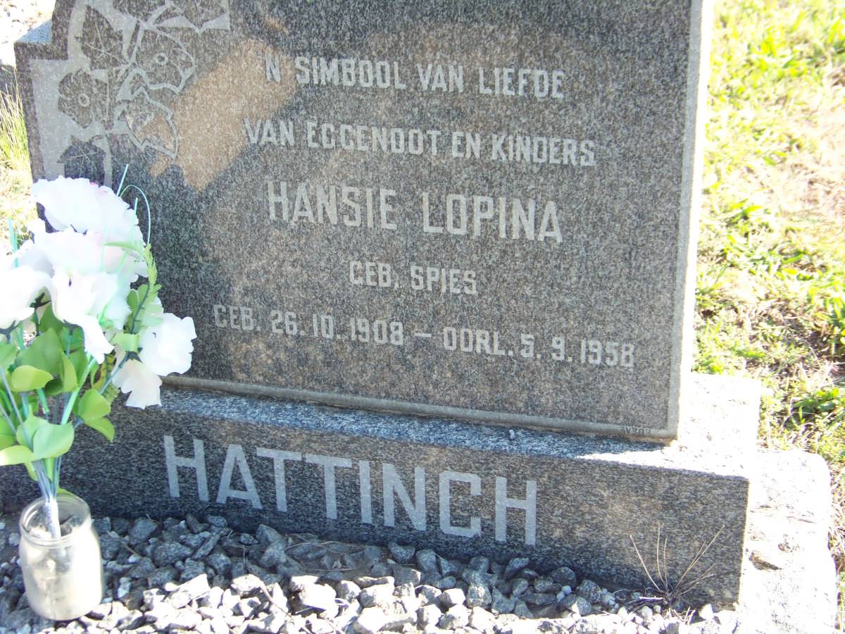 HATTINGH Hansie Lopina nee SPIES 1908-1958