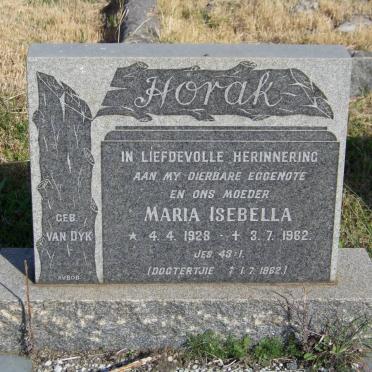 HORAK Maria Isebella nee VAN DYK 1928-1962 :: HORAK Dogtertjie 1962-1962