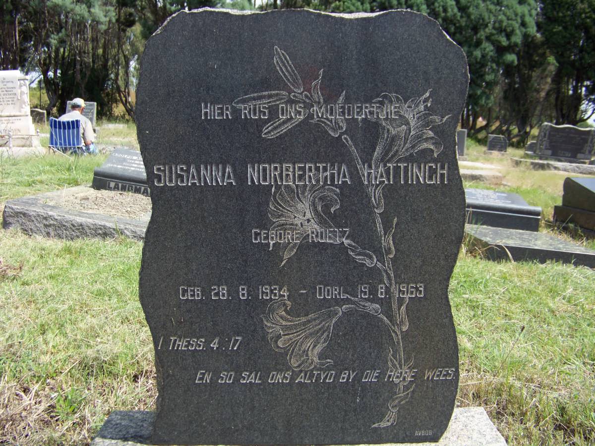HATTINGH Susanna Norbertha nee ROETZ 1934-1963
