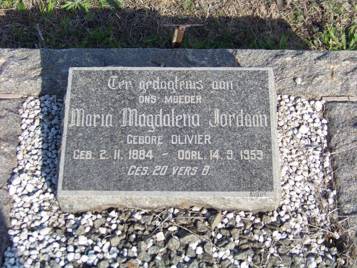 JORDAAN Maria Magdalena nee OLIVIER 1884-1959
