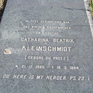 KLEINSCHMIDT Catharina Beatrix nee DU PREEZ 1885-1984