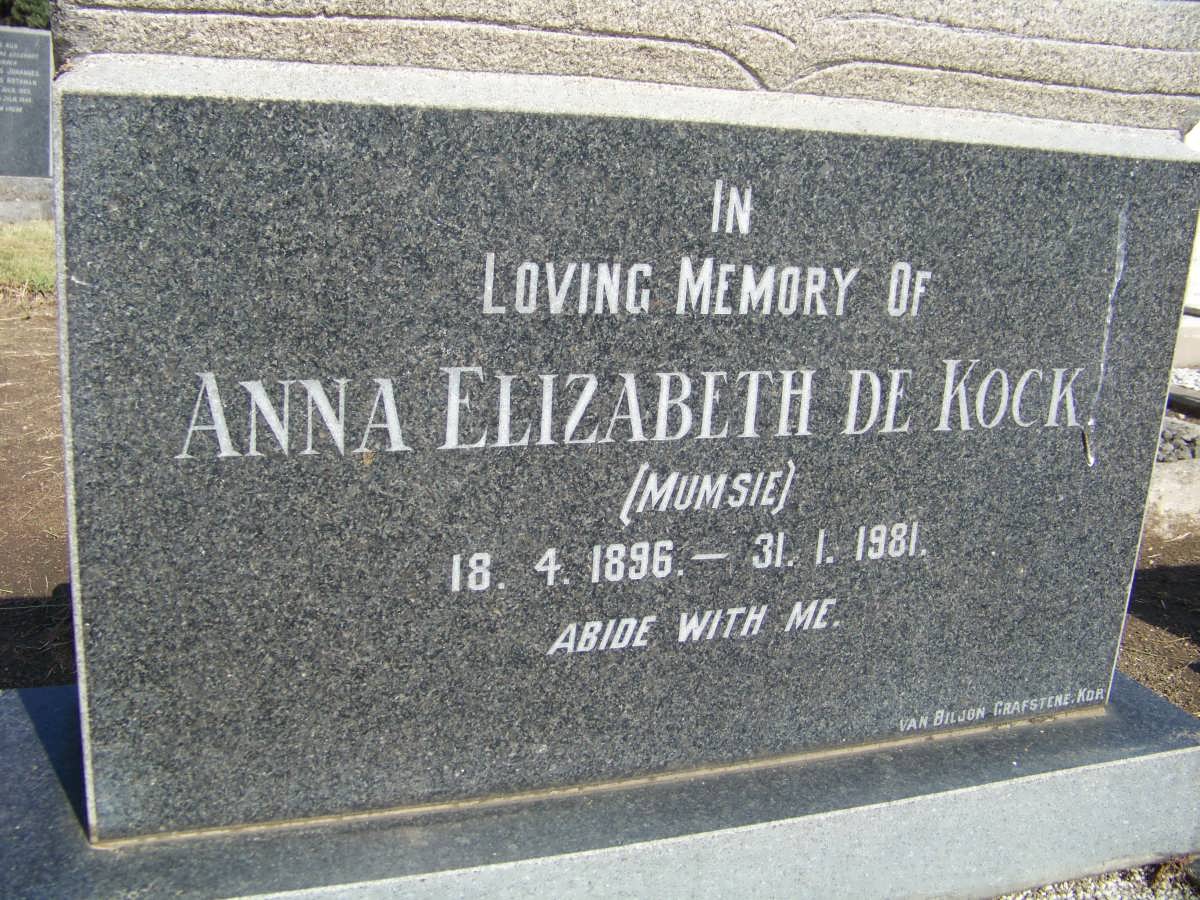 KOCK Anna Elizabeth, de 1896-1981