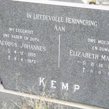 KEMP Jacobus Johannes 1905-1972 &amp; Elizabeth Magdalena 1907-1990