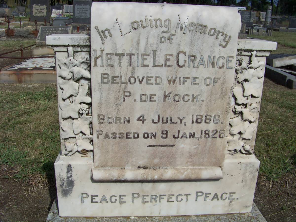 KOCK Hettie, de nee LE GRANGE 1886-1928
