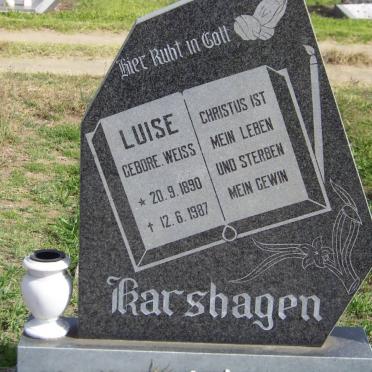 KARSHAGEN Luise nee WEISS 1890-1987